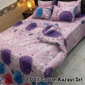 Complete Winter Bed Sheet Set with 1 Razai and 4 Cotton Pillow Covers