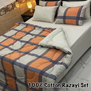 Complete Winter Bed Sheet Set with 1 Razai and 4 Cotton Pillow Covers