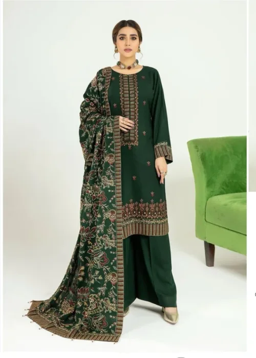 3 pc Unstitched women embroidered suit by Bareeze with shawl