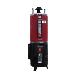 Hybrid Electric and Gas Geyser – 25 Gallon Capacity in Silver and Red by Fischer for Efficient Hot Water Heating