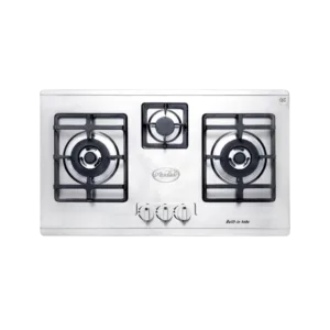 Upgrade your kitchen with this stainless-steel hob featuring robust heavy pan support and an efficient 3-burner design for versatile and precise cooking.