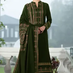 Ladies Unstitched 3pc embroidered shalwar Kameez with Embroidered Shawl