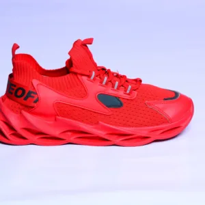 Stylish and Breathable Men's Mesh Top Sneakers in Red and Black color