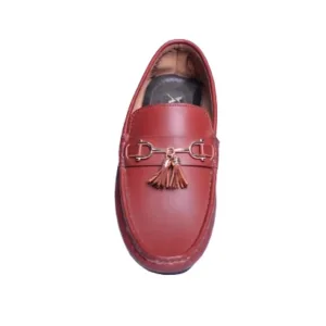 Men's Pump Shoes: Stylish Leather Tassel Loafers with Metal Bow Detail