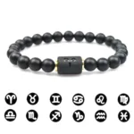 Natural Stone Bracelet Unisex Zodiac Signs Stretchable Beaded Bracelet for Men and Women Jewelry Gift