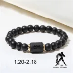 Natural Stone Bracelet Unisex Zodiac Signs Stretchable Beaded Bracelet for Men and Women Jewelry Gift