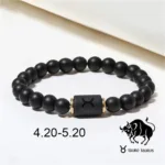 Natural Stone Bracelet Unisex Zodiac Signs Stretchable Beaded Bracelet for Men and Women Jewelry Gift