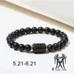 Natural Stone Bracelet Unisex Zodiac Signs Stretchable Beaded Bracelet for Men and Women Jewelry Gift