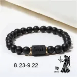 Natural Stone Bracelet Unisex Zodiac Signs Stretchable Beaded Bracelet for Men and Women Jewelry Gift