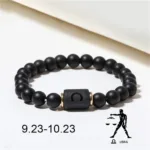 Natural Stone Bracelet Unisex Zodiac Signs Stretchable Beaded Bracelet for Men and Women Jewelry Gift