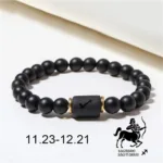 Natural Stone Bracelet Unisex Zodiac Signs Stretchable Beaded Bracelet for Men and Women Jewelry Gift