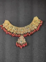 Women Jewellery Set with Step Necklace and Red Beads tassel