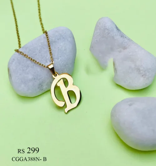 This capital letter 'B' pendant, crafted with intricate detailing. The pendant is suspended from a fine chain, adding a touch of sophistication to the personalized accessory.