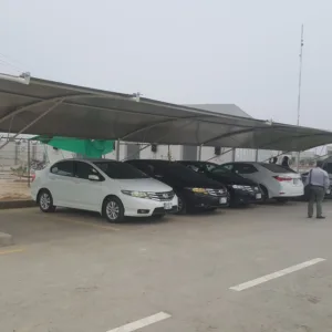 Experience Superior Durability with our Tensile Fabric Car Parking Shed in Pakistan. This Bottom Support car parking is very suitable for open areas with ample front area