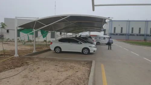 Experience Superior Durability with our Tensile Fabric Car Parking Shed in Pakistan. This Bottom Support car parking is very suitable for open areas with ample front area