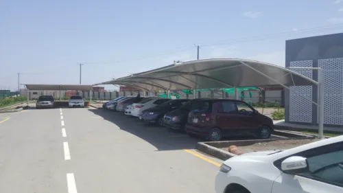 Experience Superior Durability with our Tensile Fabric Car Parking Shed in Pakistan. This Bottom Support car parking is very suitable for open areas with ample front area