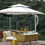 Tensile fabric very durable umbrella weather resistance is core function for rain and sun protection 