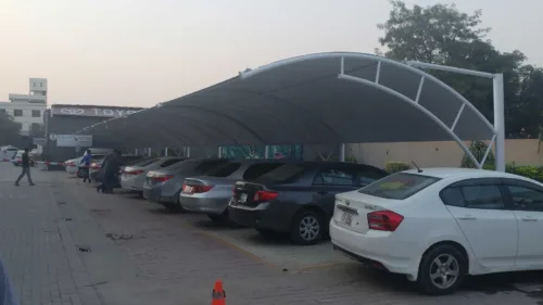 Looking for the latest prices of car parking shades in Pakistan for 2024? Explore the newest rates for car parking shades in Pakistan. This car parking has a tensile fabric top membrane that protects against sun and rain protection without compromising durability